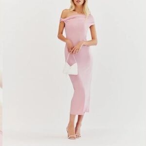 Elegant Pink Off-Shoulder Dress